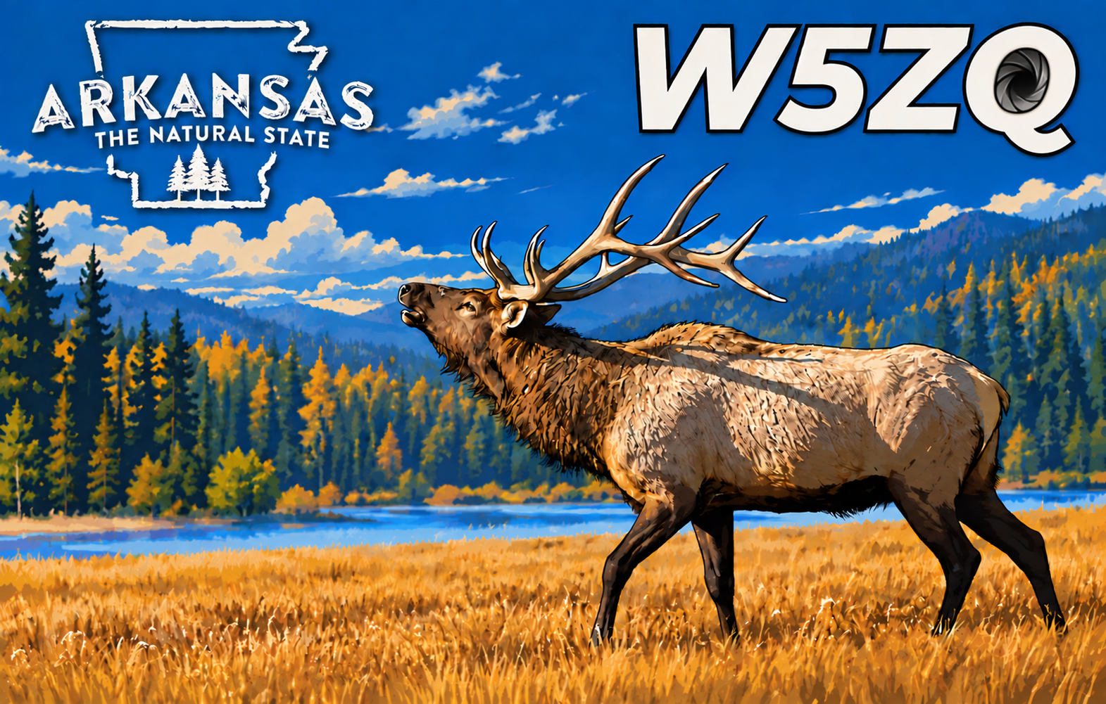 W5ZQ Arkansas Elk QSL card